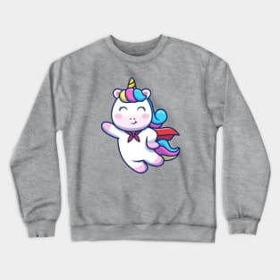 Cute Super Hero Unicorn Flying Crewneck Sweatshirt